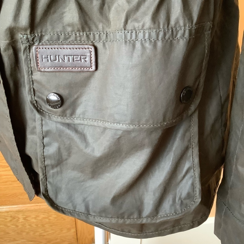 HUNTER Waxed Cotton Utility Rain Jacket Olive Green Coat Water Resistant XS - Picture 6 of 15